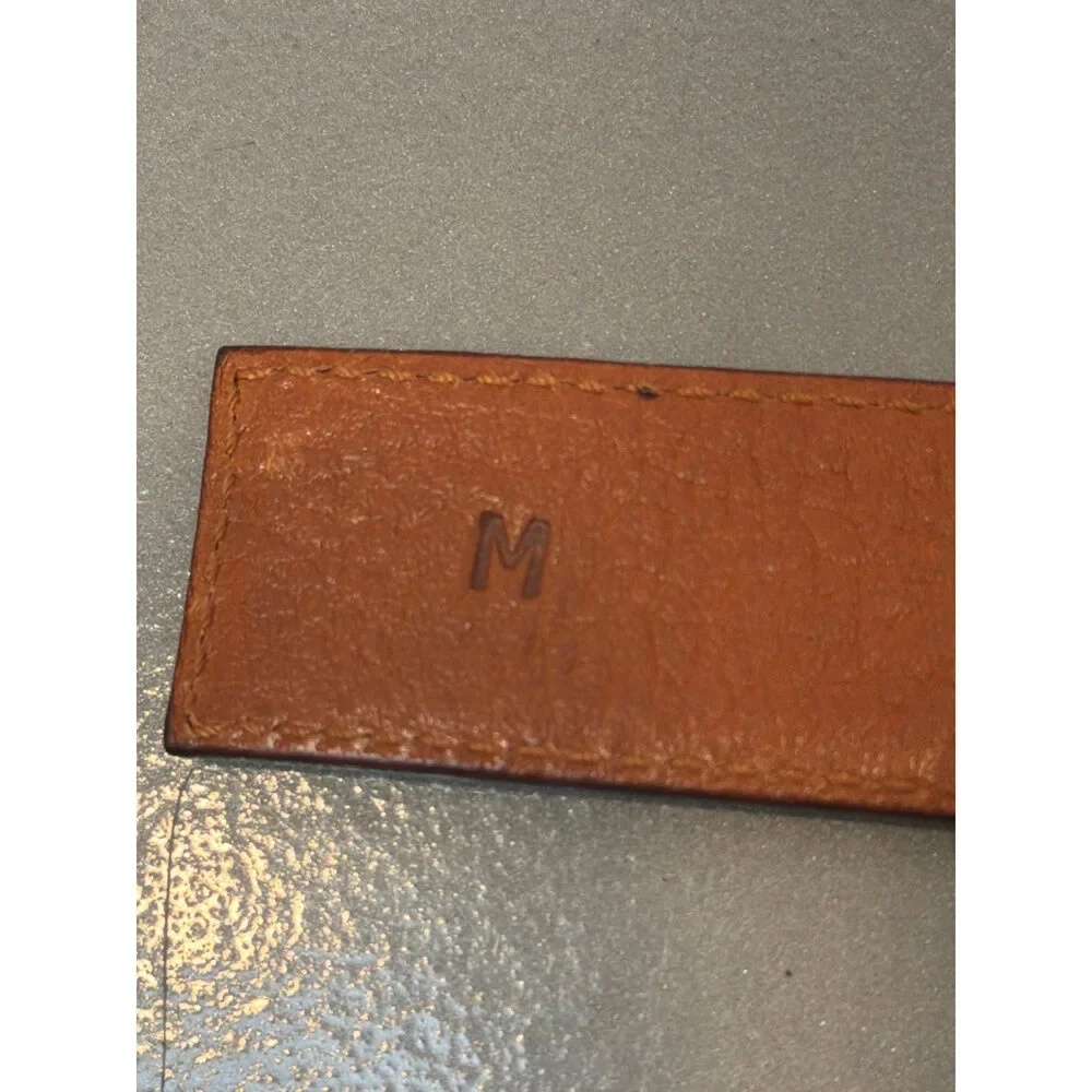 Salvatore Ferragamo Gancini Embossed Leather Belt Tan Size Medium Excellent